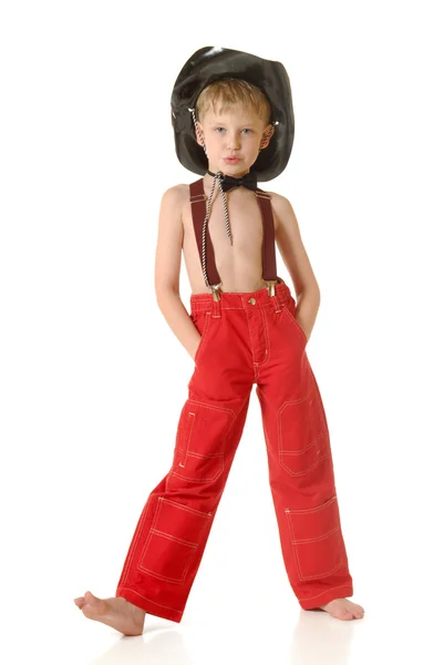 Мальчик в ковбойской одежде — стоковое фото