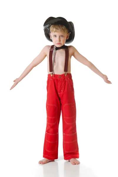 Chłopiec w ubrania w kowbojem — Zdjęcie stockowe