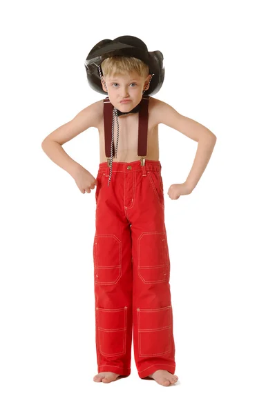 Chłopiec w ubrania w kowbojem — Zdjęcie stockowe