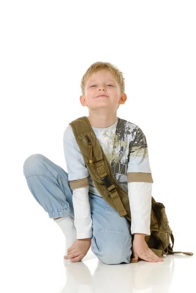 O rapaz com um saco — Fotografia de Stock