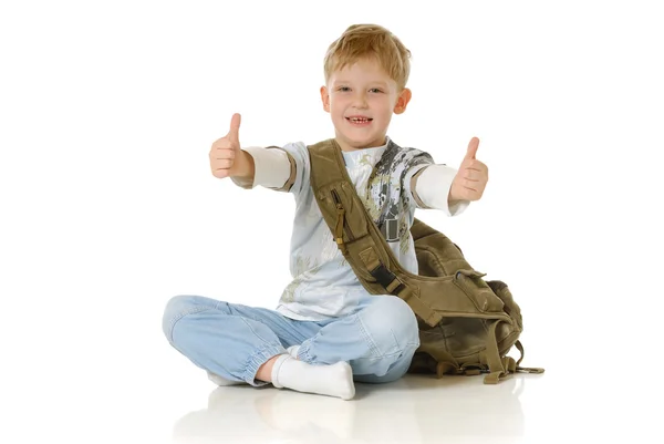 El chico con una bolsa — Foto de Stock