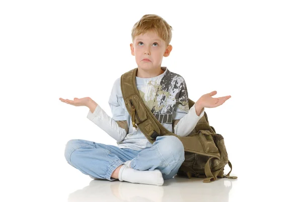 Chłopiec z torbą — Zdjęcie stockowe