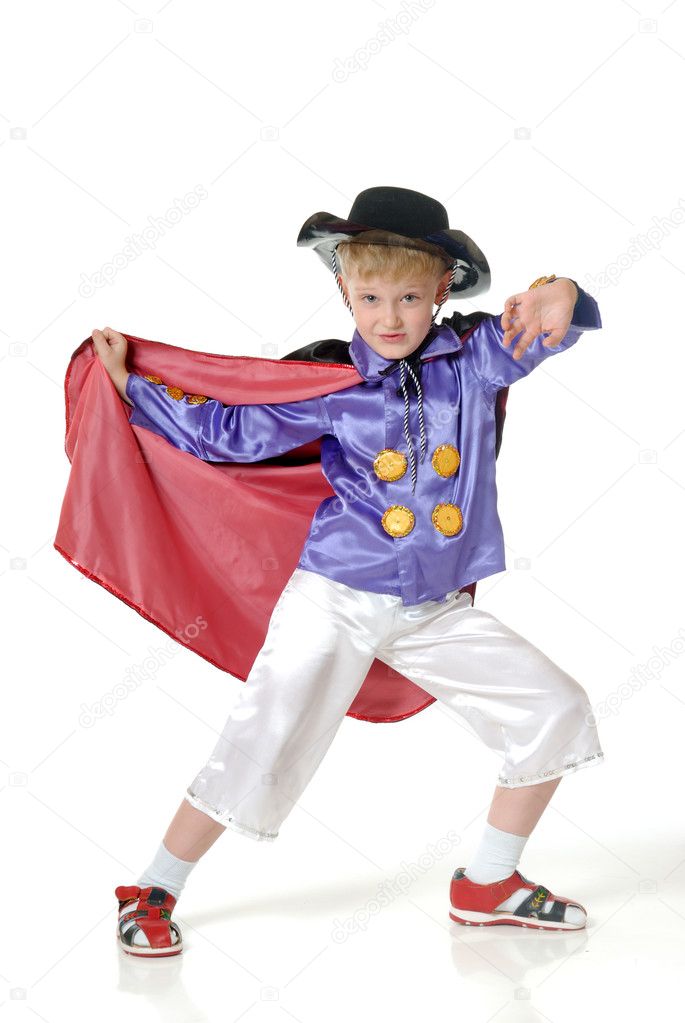 The boy in a costume of superhero