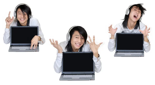The young man and laptop — Stock Photo, Image