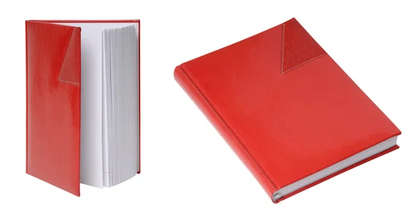 Red diary in leather cover — Stock Photo, Image