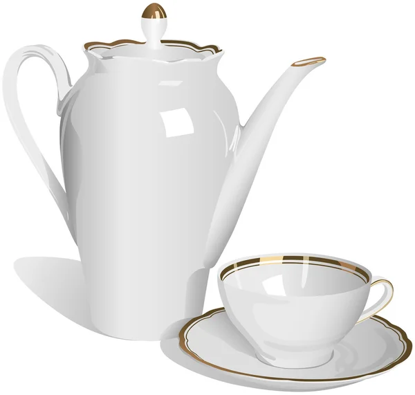 Teekanne und Tasse — Stockvektor