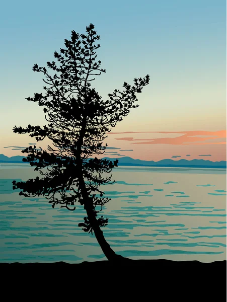 Solnedgången-på--bajkalsjön — Stock vektor
