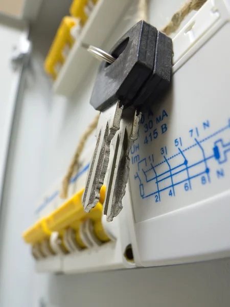 Key on New power control panel — Stock Photo, Image