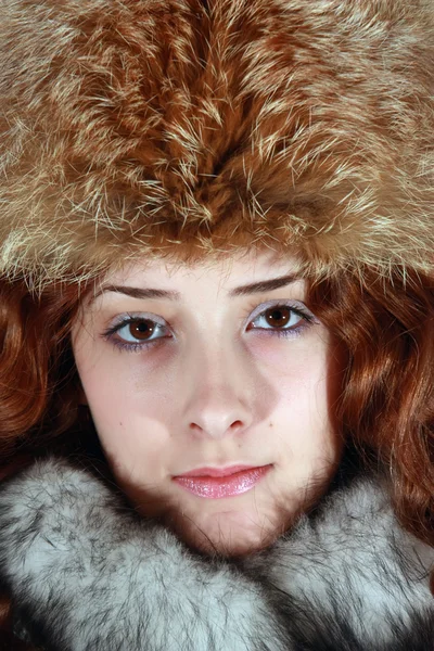 Πορτραίτο κοριτσιού σε αλεπού ΚΓΠ — Φωτογραφία Αρχείου