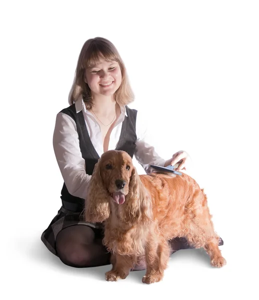 Girl and dog — Stock Photo, Image