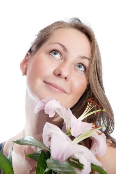 Portrét nabídky dívka s lily — Stock fotografie