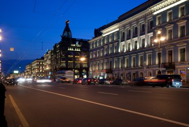 Nevskiy prospekt at night clipart