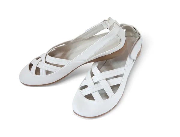 Witte vrouw schoenen, geïsoleerd — Stockfoto