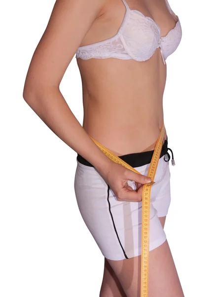 Menina cintura de medição — Fotografia de Stock