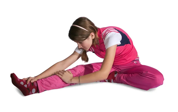 Dziewczyna w różowym activewear robi fitness ex — Zdjęcie stockowe