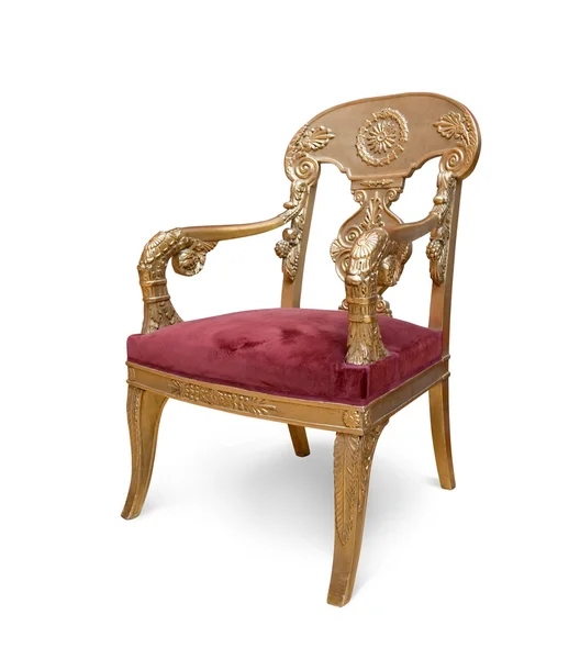 Gouden luxe stoel. geïsoleerd op wit — Stockfoto