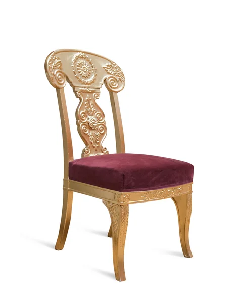 Gouden luxe stoel. geïsoleerd op witte w — Stockfoto