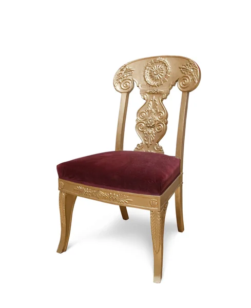 Cadeira de luxo dourada, isolada — Fotografia de Stock