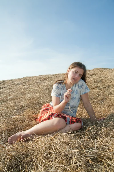 干し草の女の子 — ストック写真