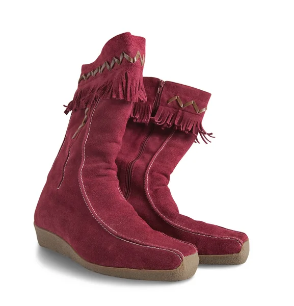 Red womanish high boots — Stock Photo, Image