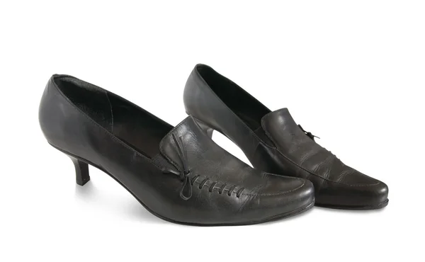 Απομονωμένες Μαύρη γυναικεία παπούτσια — Φωτογραφία Αρχείου