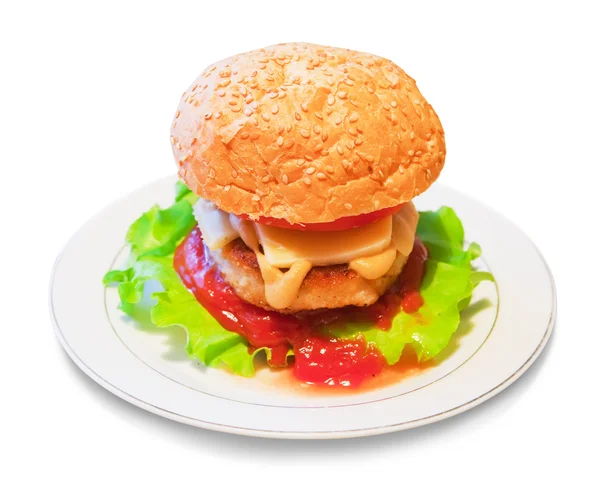 Burger na danie — Zdjęcie stockowe