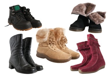 Set of different wintry boots clipart