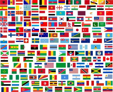 Flags of all world countries clipart