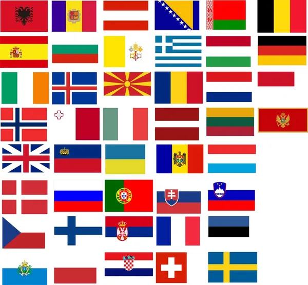 Banderas de todo el país europeo. Ilustración —  Fotos de Stock