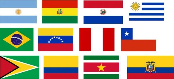 Bandeiras de todos os países da América do Sul — Fotografia de Stock