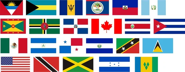 Drapeaux de tous les pays d'Amérique du Nord — Photo