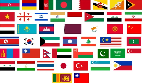 Bandiere di tutti i paesi asiatici — Foto Stock