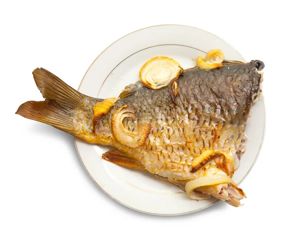 stock image Carp fish on the white plate