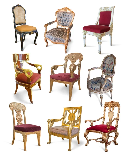 Vintage stoelen over Wit — Stockfoto