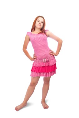 Girl in pink dress clipart