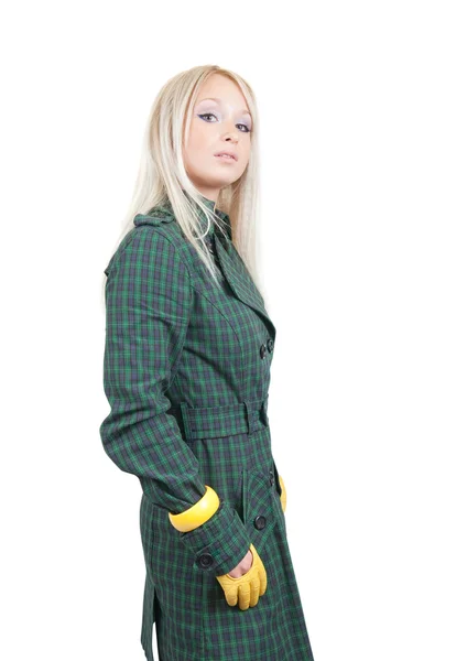 Girl in green coat — Stock Photo, Image