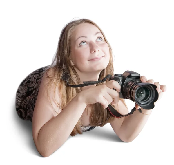 年轻的女摄影师 — 图库照片