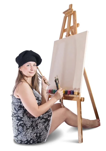 年轻的女画家 — 图库照片
