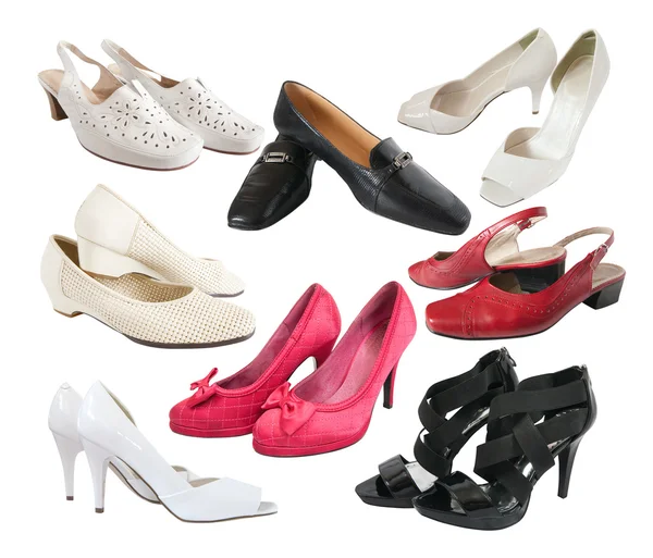 Pocos zapatos femeninos aislados —  Fotos de Stock