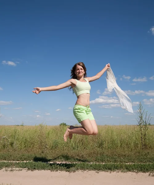 Springen meisje — Stockfoto