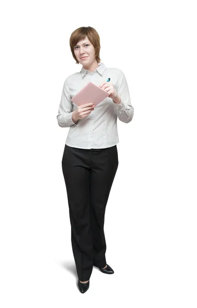 Bizneswoman pisząca na notatniku — Zdjęcie stockowe