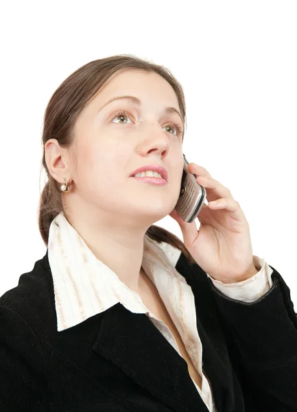 Responsabile donna che parla tramite cellulare — Foto Stock