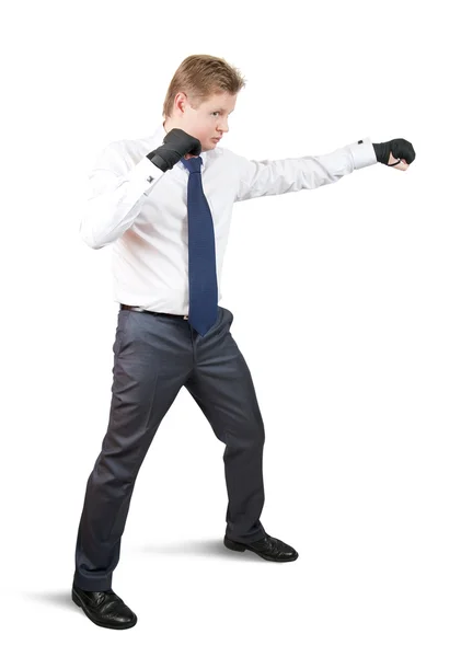 Aggressive businessman boxer — Stock Photo, Image