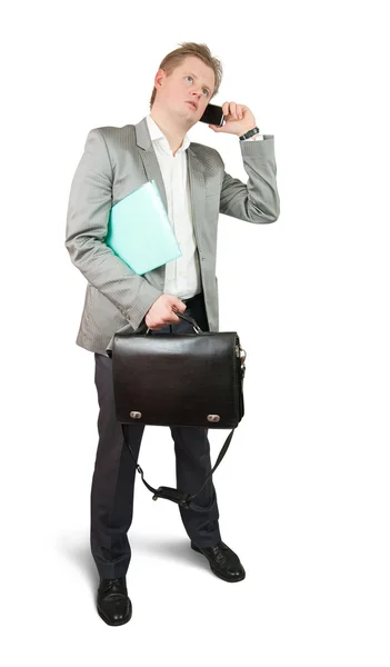 Businessman speaking by mobile — Stock Photo, Image