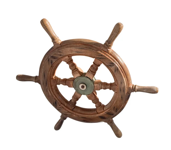 Ship wheel over white — Stock Photo, Image