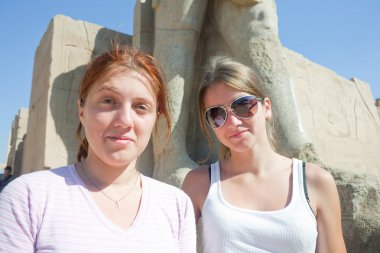 Tourists against Karnak temple clipart
