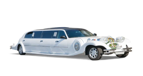 Weißes Luxus-Hochzeitsauto — Stockfoto