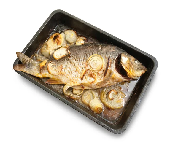 グリルド カープ魚料理鉄板 — ストック写真