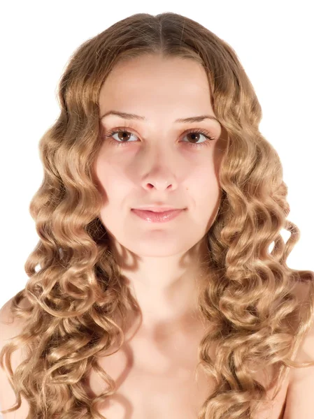 Szőke hosszú hajú lány portréja. — Stock Fotó