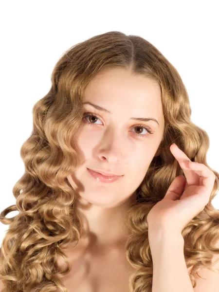 Szőke hosszú hajú lány portréja — Stock Fotó